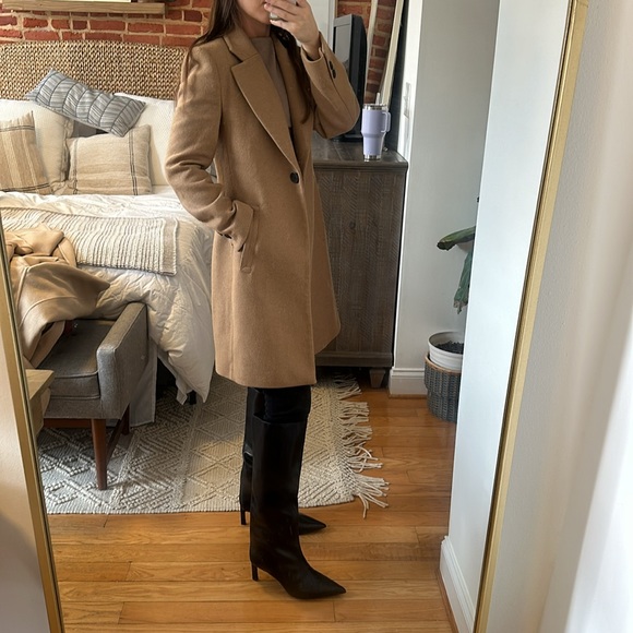 ZARA FELT TEXTURE COAT 8431/102 TAUPE BROWN TAN JACKET PEACOAT WOOL BLEND - Picture 17 of 17